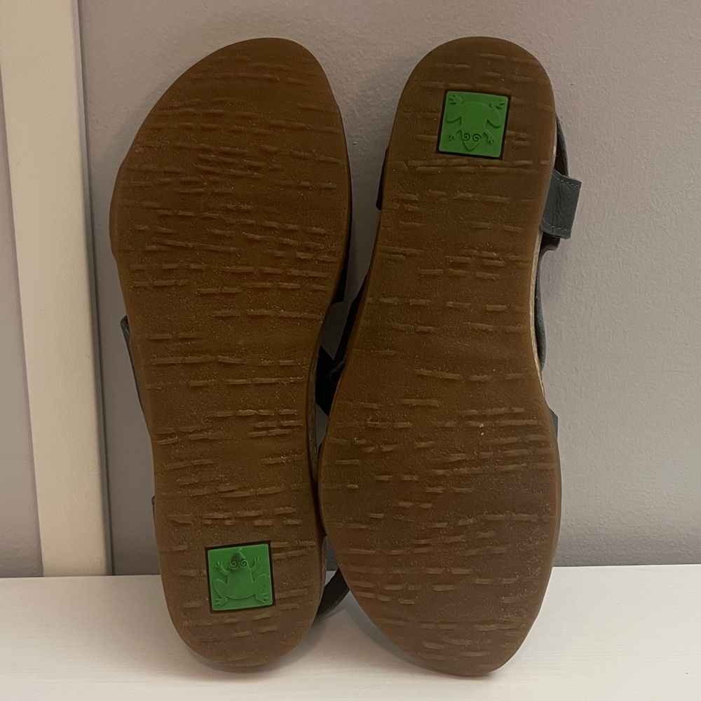 Women's Sandals in Grey/Blue leather - Picture 3 of 6